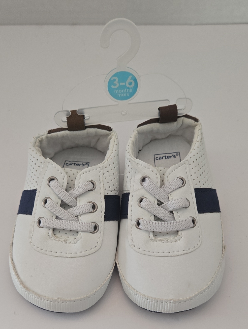Carter's White and Navy Baby Walker Sneakers